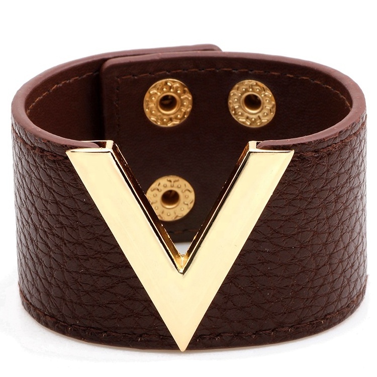 Hot Selling Jewelry Cuff Bangle Wholesale Low MOQ European American Fashion V-Shaped Women Faux Leather Bracelets