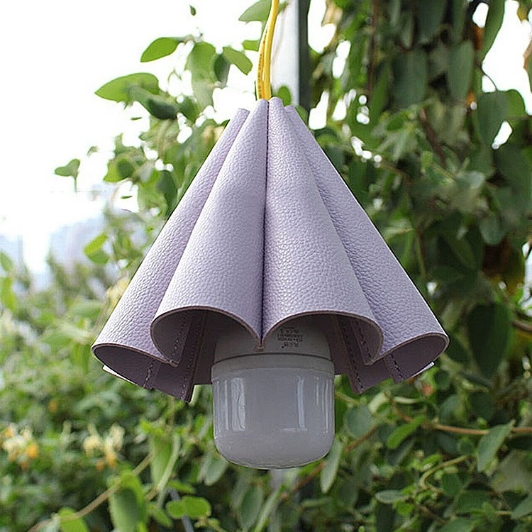 Factory Wholesale Outdoor Faux Leather Lamp Shade Dustproof Removable Led Pendant Light Leather Lampshade