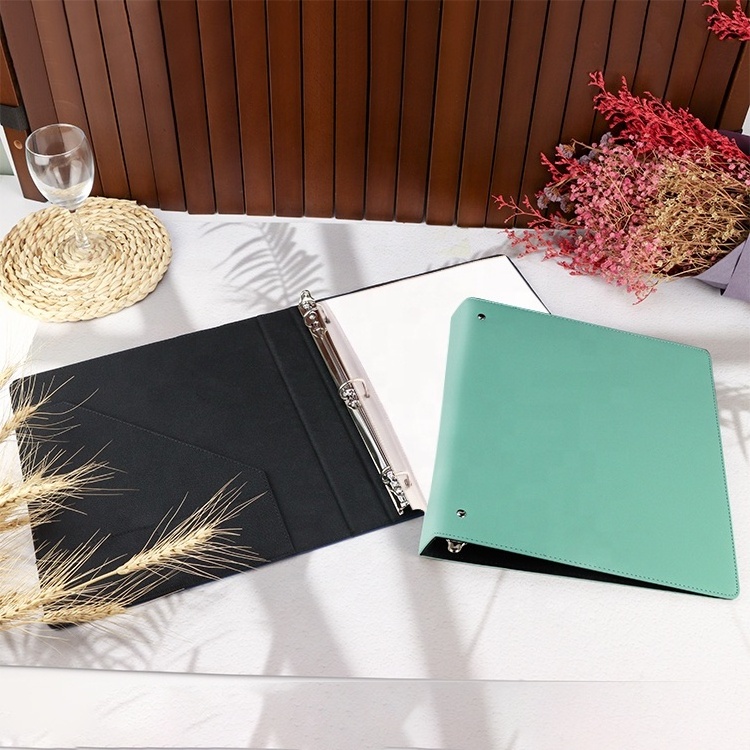 Hot Selling Laser Engraver For Leather Refillable Binder Faux Personalized Leather 1 Inch 3 Ring Binder Portfolio For Wedding