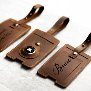 Handmade Personalized Leather Travel Luggage Tag Wedding Favor Tags Durable Genuine Leather Luggage Tag with Holder