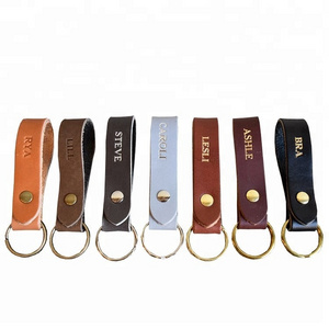 Factory Wholesale Mix Color Loop Custom Design Personalized Men's Leather Keychain Promotional Lowest Price Key Chain Ring