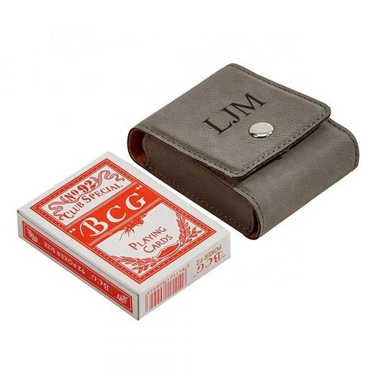 Vintage Luxury Pu Leather Playing Card Box Personalized Custom Logo Playing Card Tuck Box