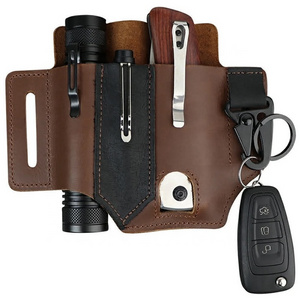 Belt Pouch Holster Storage Flashlight Knife Key Pen Holder Leather Multitool Sheath EDC Pouch