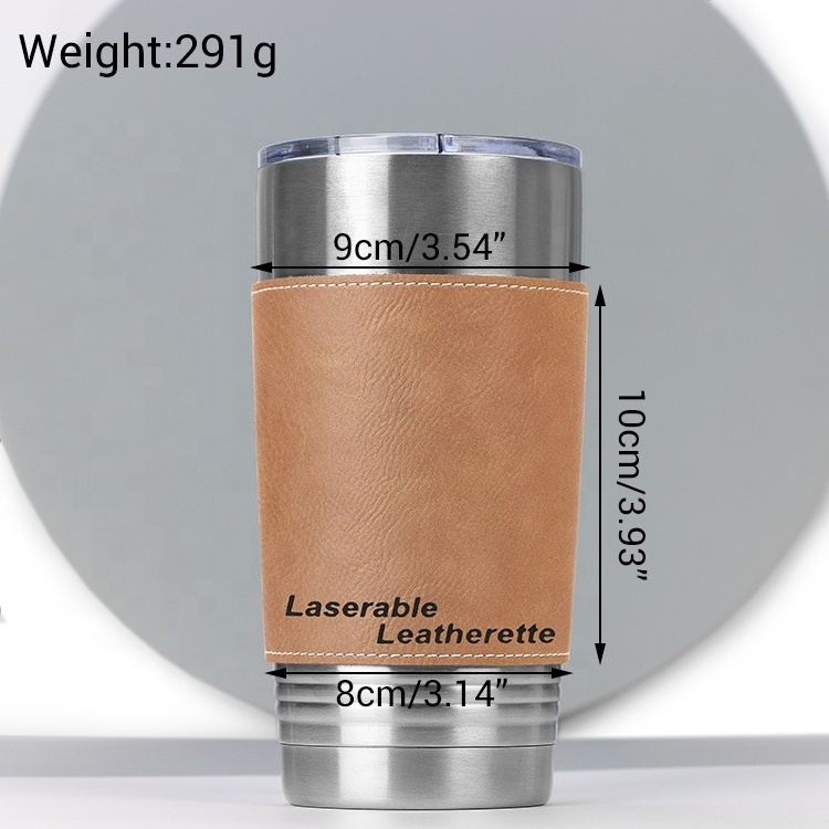 Factory Wholesale Laserable Leatherette 20oz Stainless Steel Cups Personalized Engraved Insulated Coffee Tumbler Cup With Lid