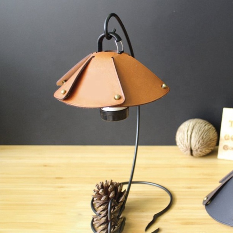 Custom Outdoor Camping Leather Light Lamp Shade Picnic Hanging Lighting Collapsible Lamp Cover For Home Decor