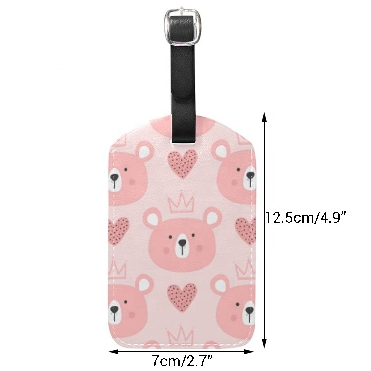 High Quality Cartoon Cute Travel Id Label Suitcase Privacy Protection Custom Print Vegan Leather Kids Bag Luggage Tags