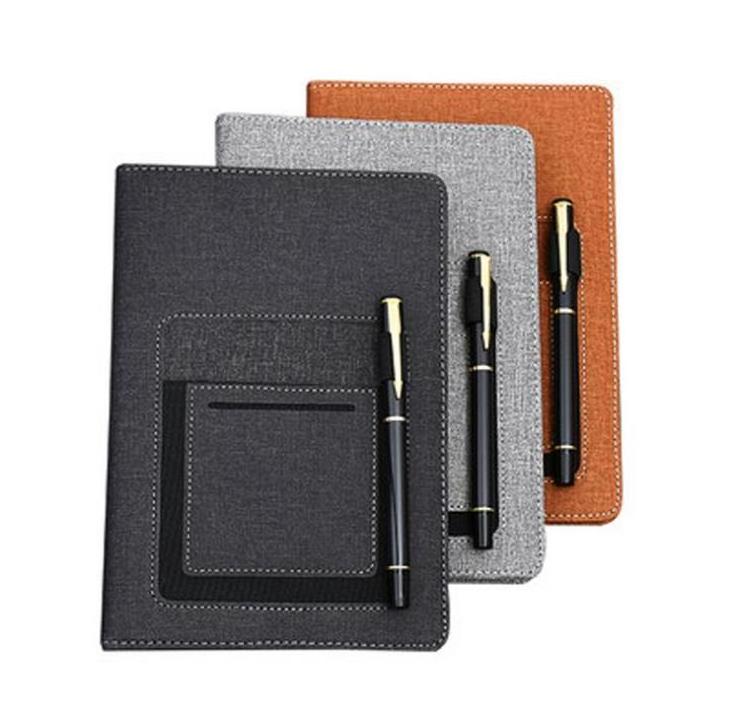 A5 Multi-fuctional Pu Leather Business Planner Front Pocket Notebook with plastic Pen loop