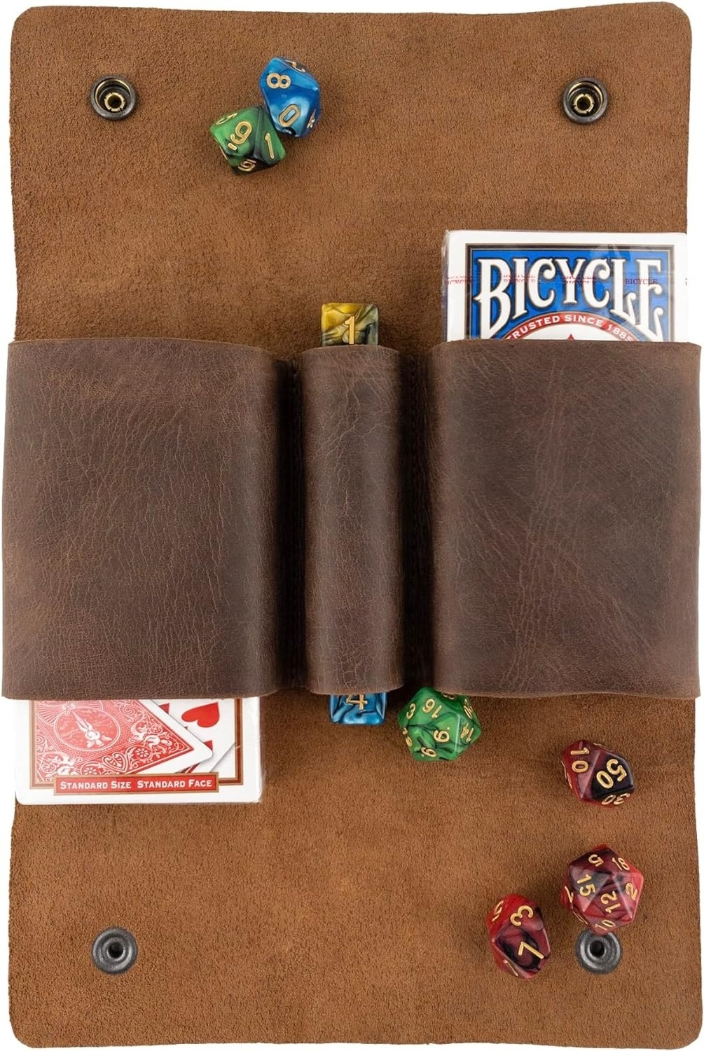 Premium Personalized  Grain Leather Playing Card Holder Deck Dice Protector Card Bag For Travel Poker Games