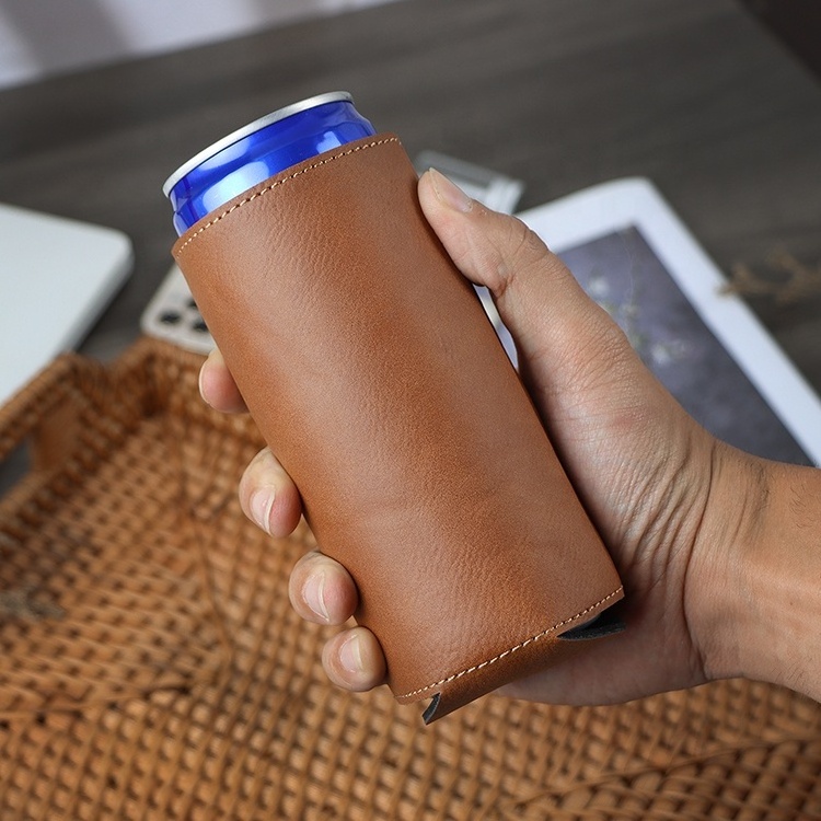 Laserable Leatherette Wedding Favor 12oz Slim Soda Drink Cans Beer Koozies Bottle Sleeve Custom Insulated Skinny Beer Can Cooler