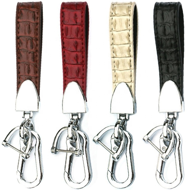 Fashion Multi Colors Key Holder Custom Stirrup Keychain Leather Crocodile Keychain