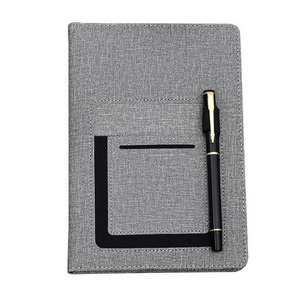 A5 Multi-fuctional Pu Leather Business Planner Front Pocket Notebook with plastic Pen loop