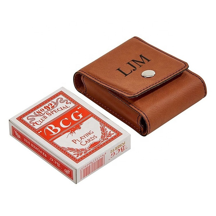 Vintage Luxury Pu Leather Playing Card Box Personalized Custom Logo Playing Card Tuck Box