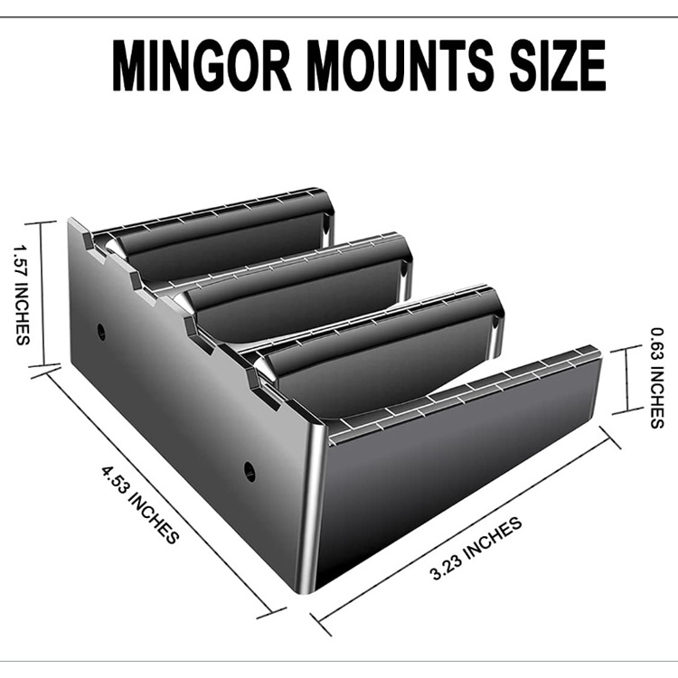 4-Pack ABS Wall Mount Magazine Holders - 6X Standard MAG Storage Racks, Black