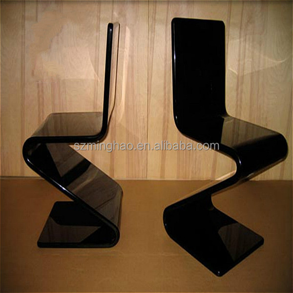 Elegant black acrylic Z shape chair lucite dining chair