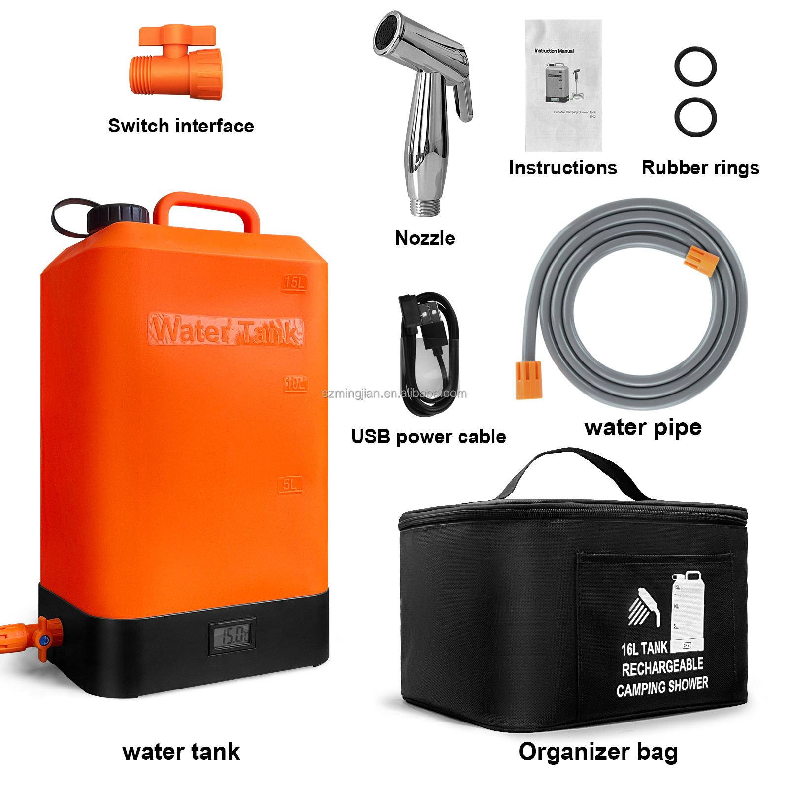 2024 New 5 Gallon Silicone Tank Outdoors Camping Pressure Shower Outdoor Portable Waterproof Hot Water Sollar Camping Shower Bag