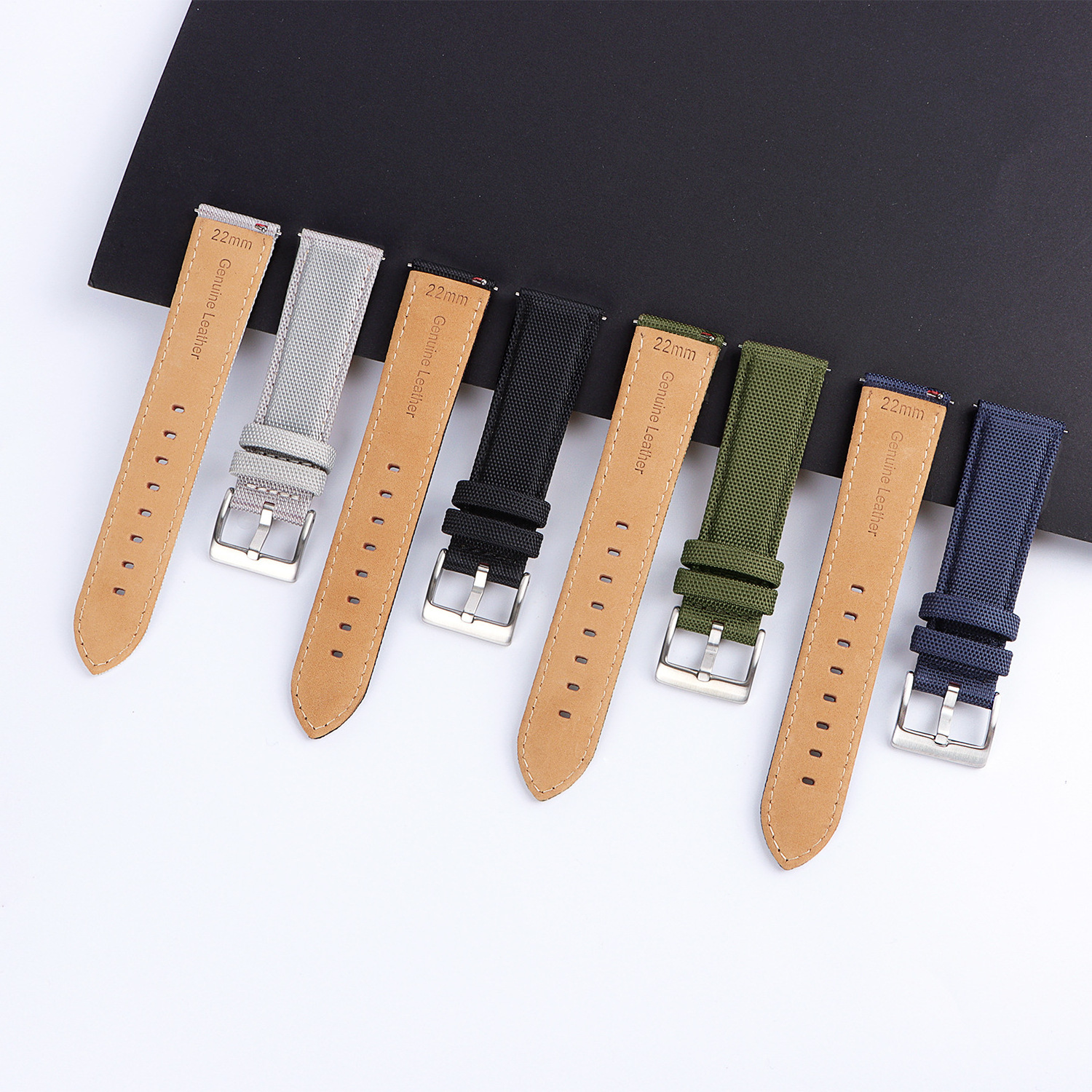 MINGJIANG Nylon canvas leather strap 20/22mm quick release nylon Sailcloth watch band strap