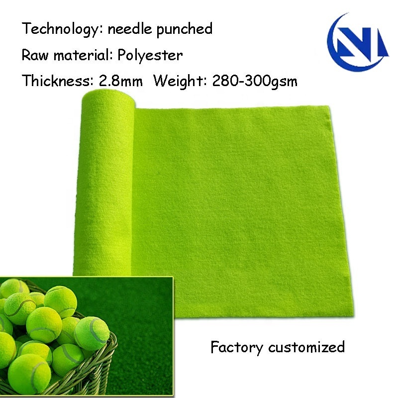 Manufacturers supply green/yellow 100% polyester tennis felt needle punched non woven for tennis ball