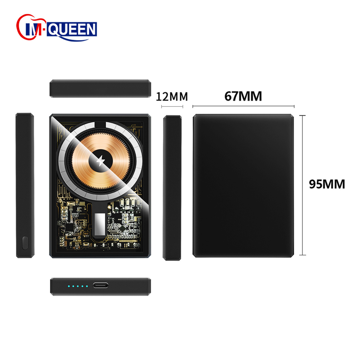 PD20W Slim Portable Mini Magnetic Wireless Power Bank 5000mah With Transparent Custom Logo 5V3A Transparent PowerBank 5000mah