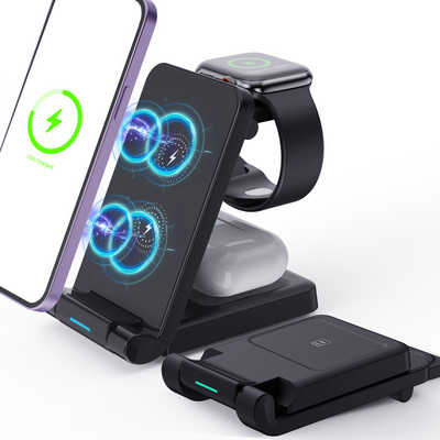 Customized 3 in 1 Wireless Charger Stand Fast Charging Cell Phone Mobile Phone Holder PD Multi-function Wireless Charger Station