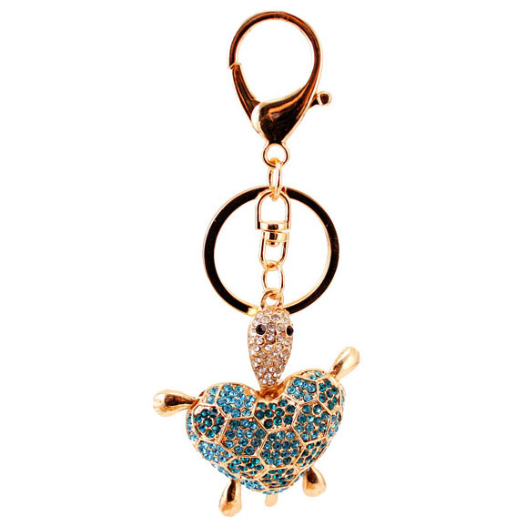 Creative Colorful Rhinestone Turtle Keychain Blingbling Tortoise Animal Key Chain Handbag Charm for Women Girls