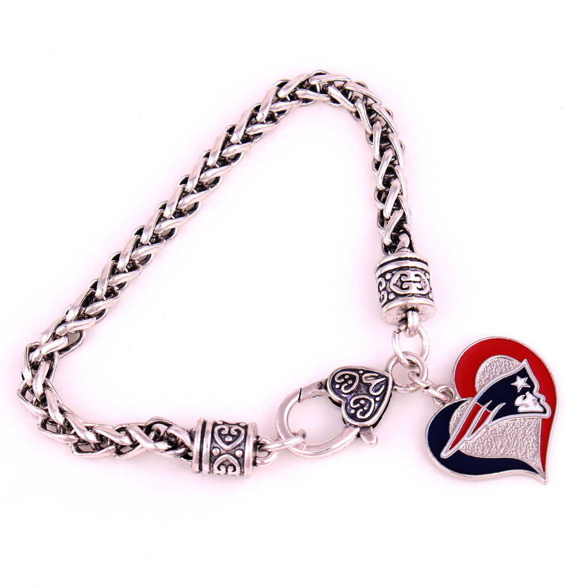 Wholesale Alloy Football Team Bangle Baseball Team Heart Shaped Charms Bracelets for Men and Women