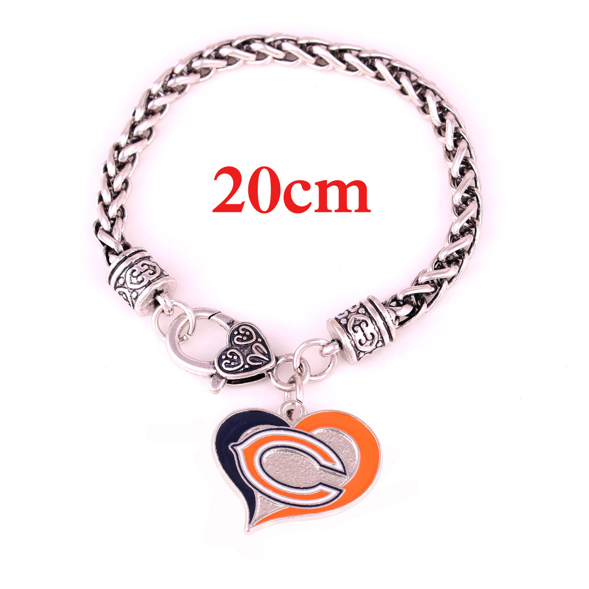 Wholesale Alloy Football Team Bangle Baseball Team Heart Shaped Charms Bracelets for Men and Women