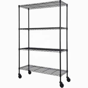 4-Shelf Adjustable Heavy Duty Storage Shelving Unit on 4 Wheel Casters, Metal Organizer Wire Rack