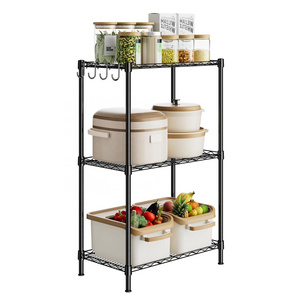 3Tier Shelf Narrow Metal Wire Shelving Storage Rack,Steel Organizer Wire Rack,Standing Storage Shelf Units