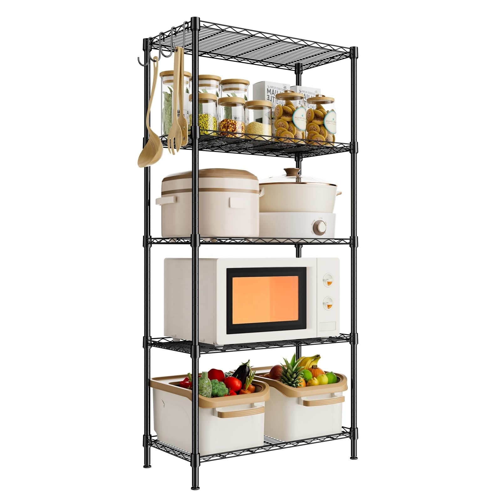 3Tier Shelf Narrow Metal Wire Shelving Storage Rack,Steel Organizer Wire Rack,Standing Storage Shelf Units