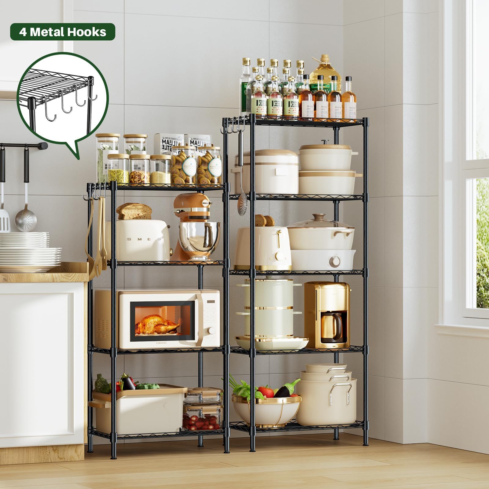 4Tier Shelf Narrow Metal Wire Shelving Storage Rack,Steel Organizer Wire Rack,Standing Storage Shelf Units