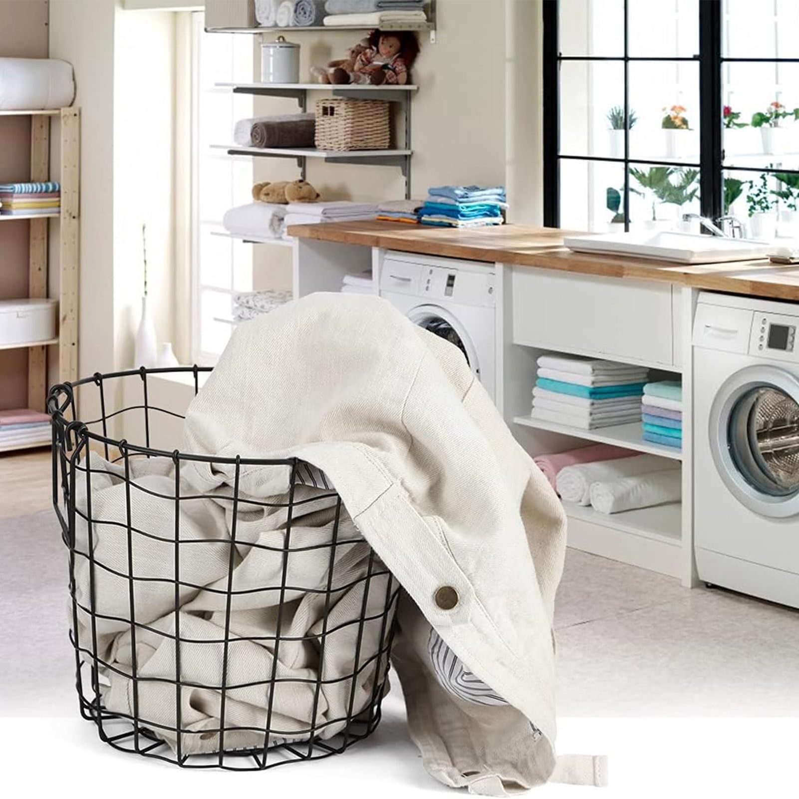 New Design OEM Household Essentials Rolling Laundry Wire Hamper with Wheels laundry Rolling Laundry Cart