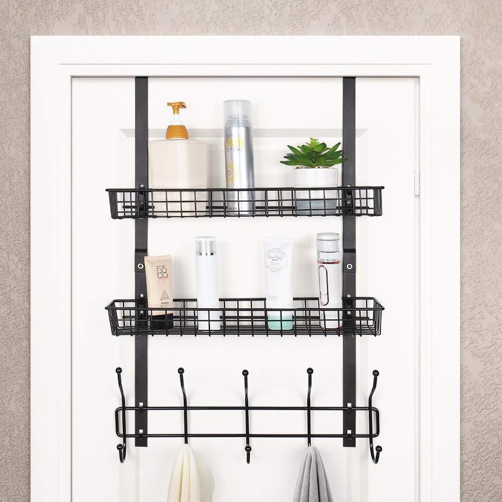 6-Tier Wall Mounted Spice Rack Organizer Hanging Seasoning Holder Rack, Height-Adjustable Wire Spice Shelves