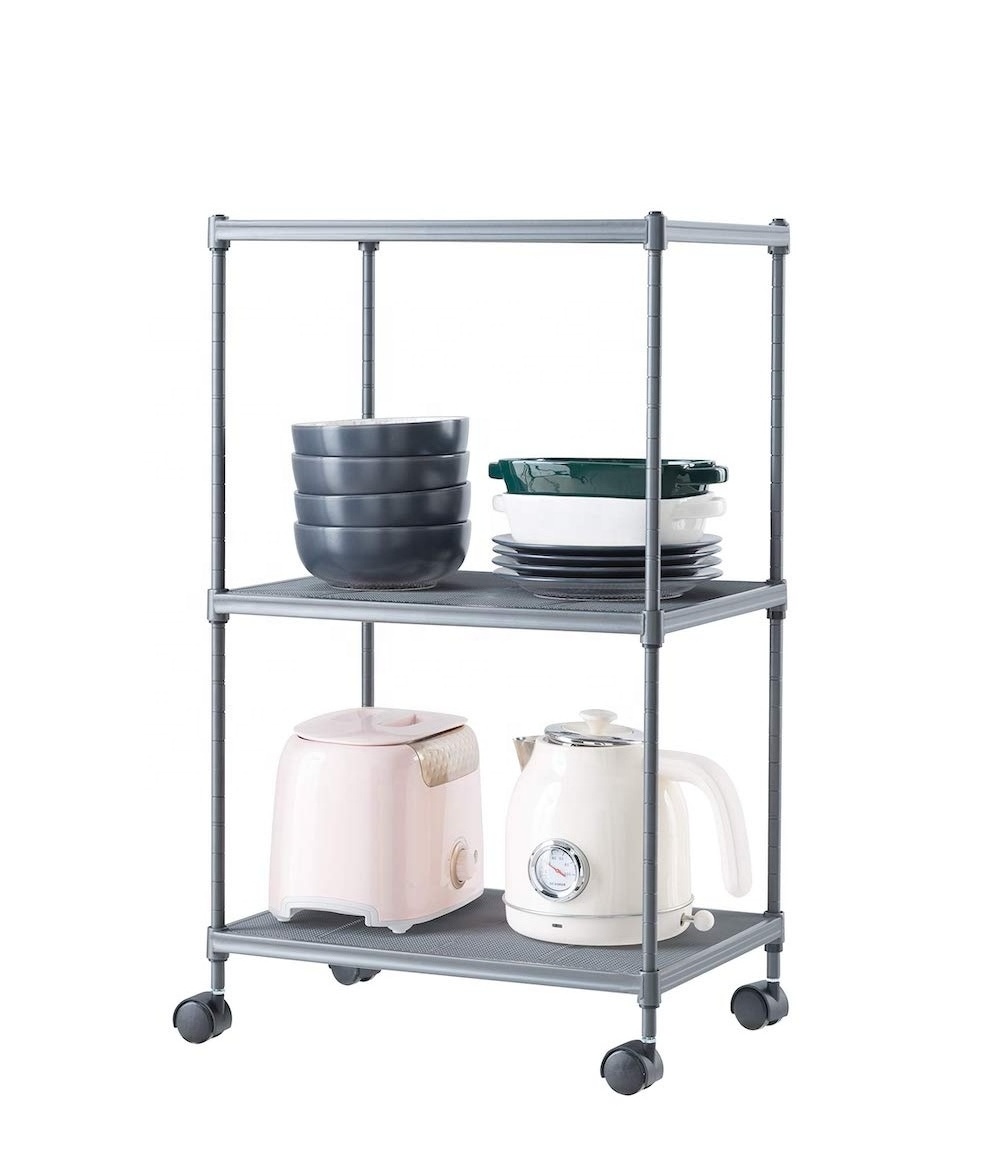 Mini 3 Tier Wide Steel Wire Shelf Home Storage Rack Unit for Pantry Closet Kitchen