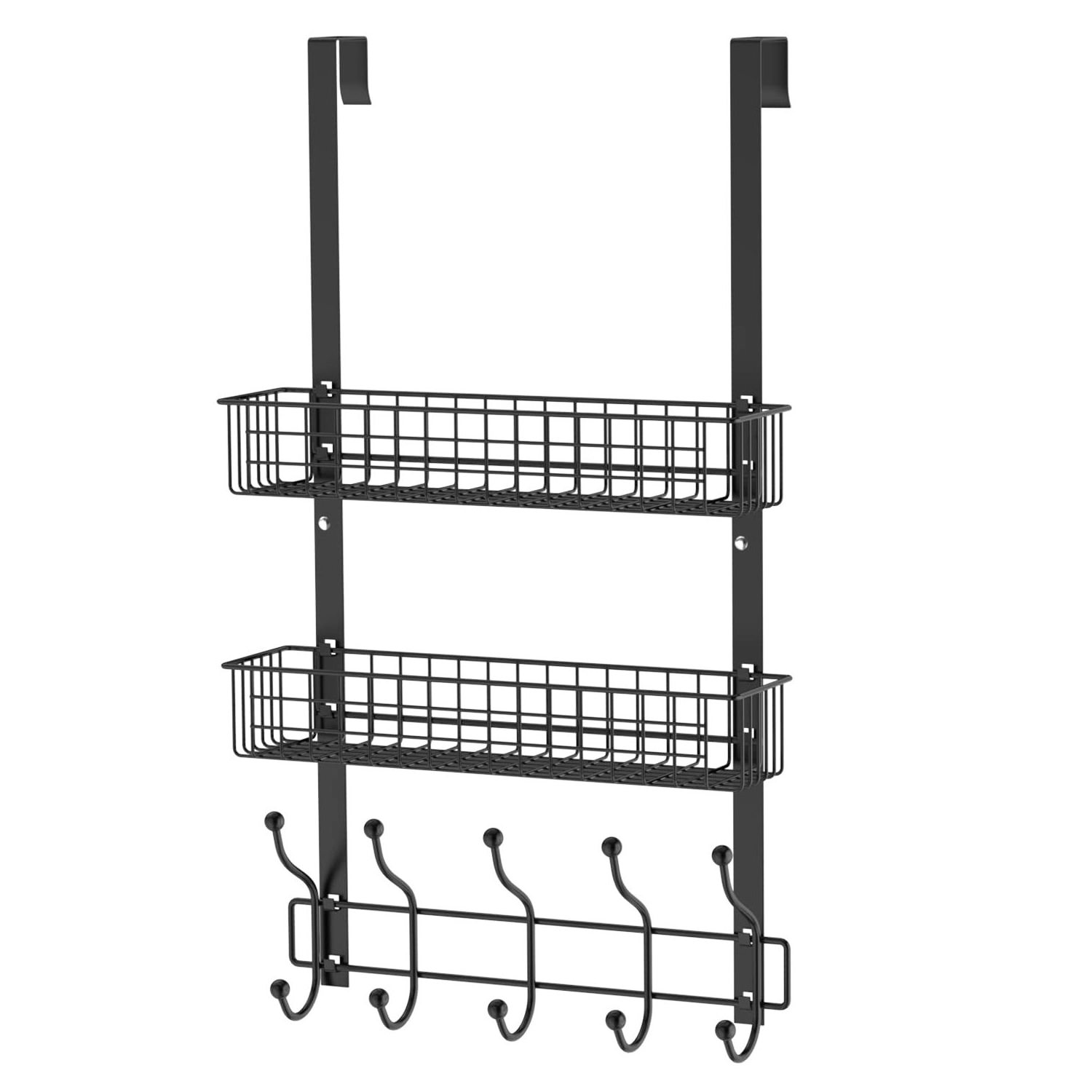 6-Tier Wall Mounted Spice Rack Organizer Hanging Seasoning Holder Rack, Height-Adjustable Wire Spice Shelves