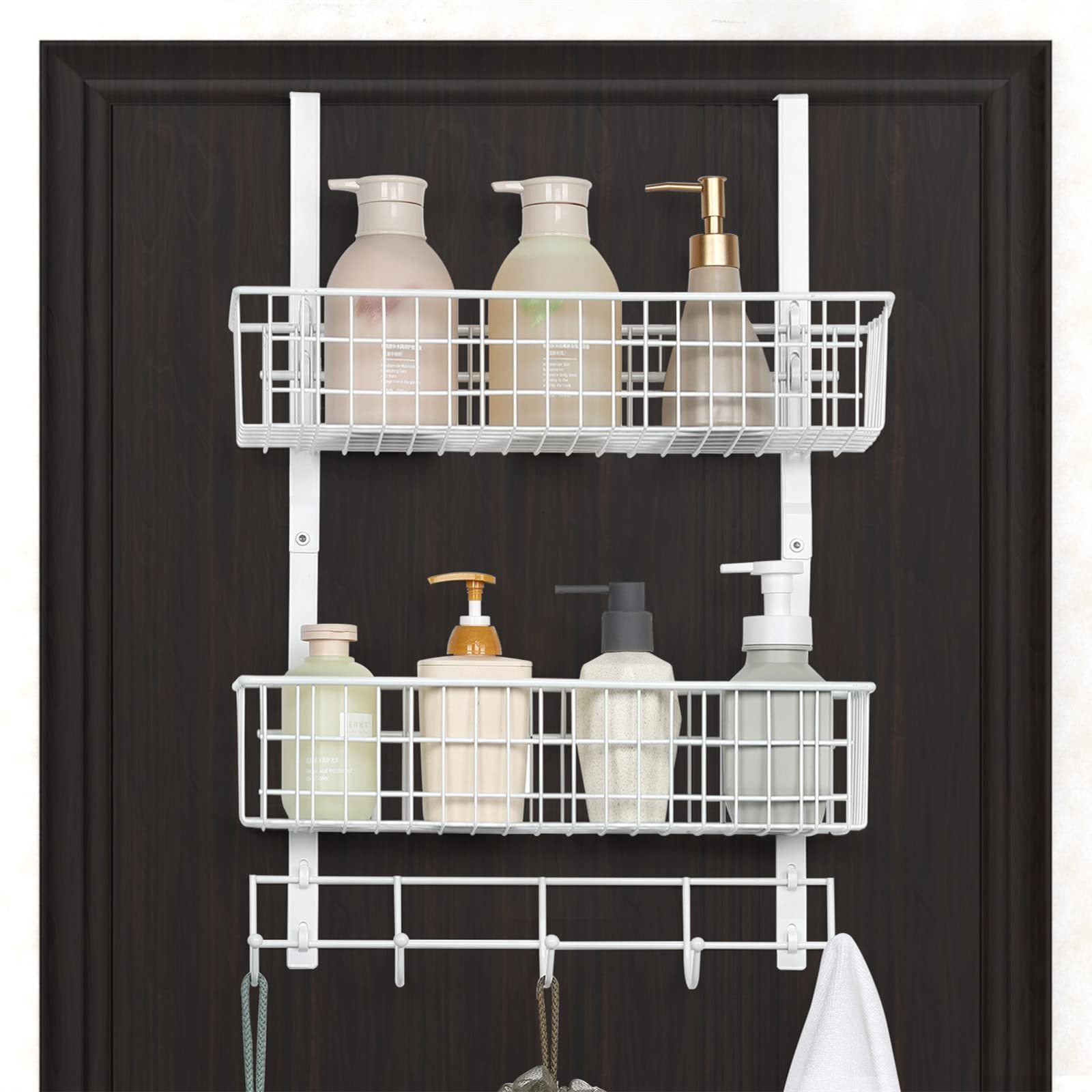 6-Tier Wall Mounted Spice Rack Organizer Hanging Seasoning Holder Rack, Height-Adjustable Wire Spice Shelves