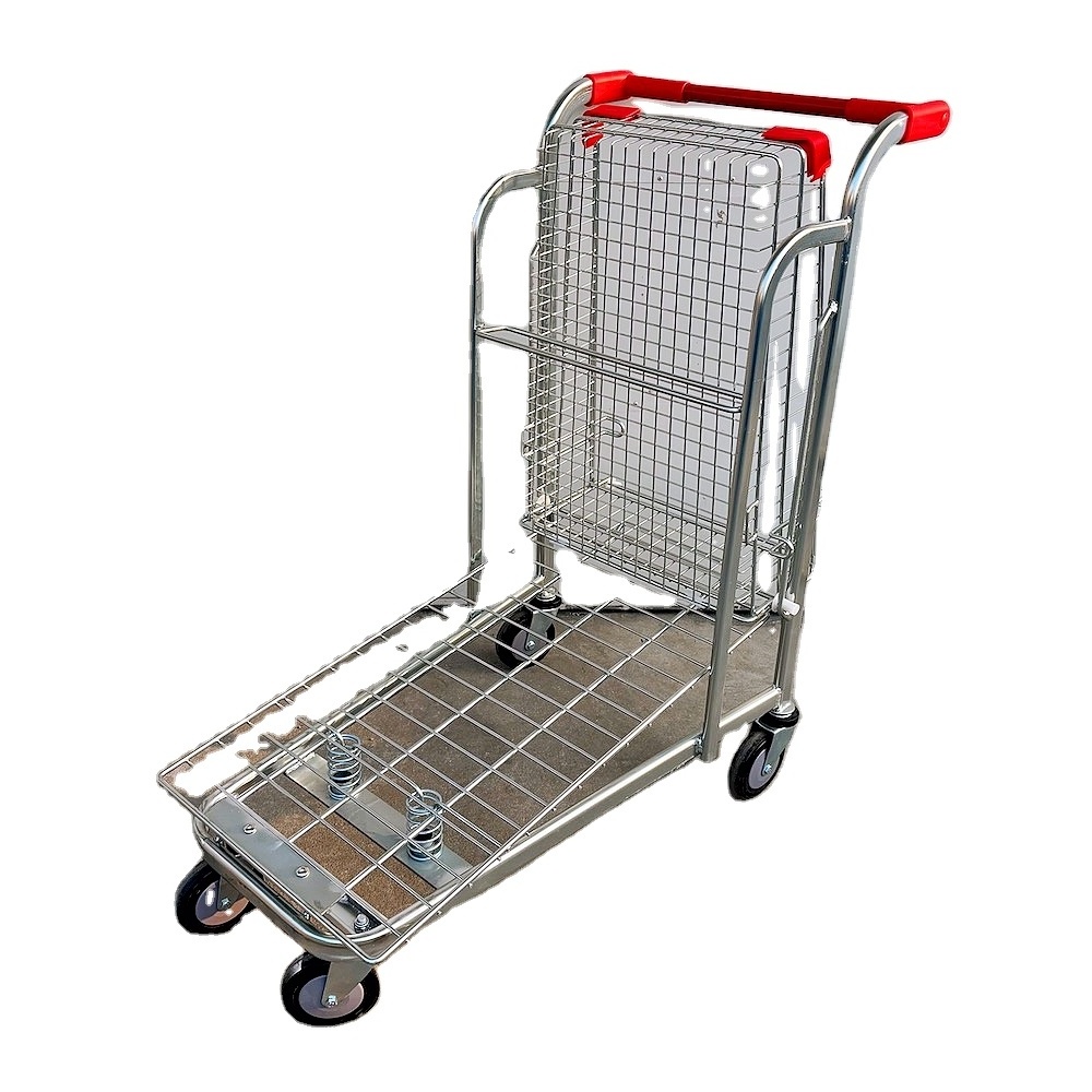 2 basket shopping trolley for elderly unfolding metal for plastic basket Whole plastic supermarket shopping trolley cart