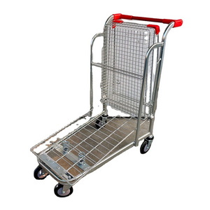 2 basket shopping trolley for elderly unfolding metal for plastic basket Whole plastic supermarket shopping trolley cart