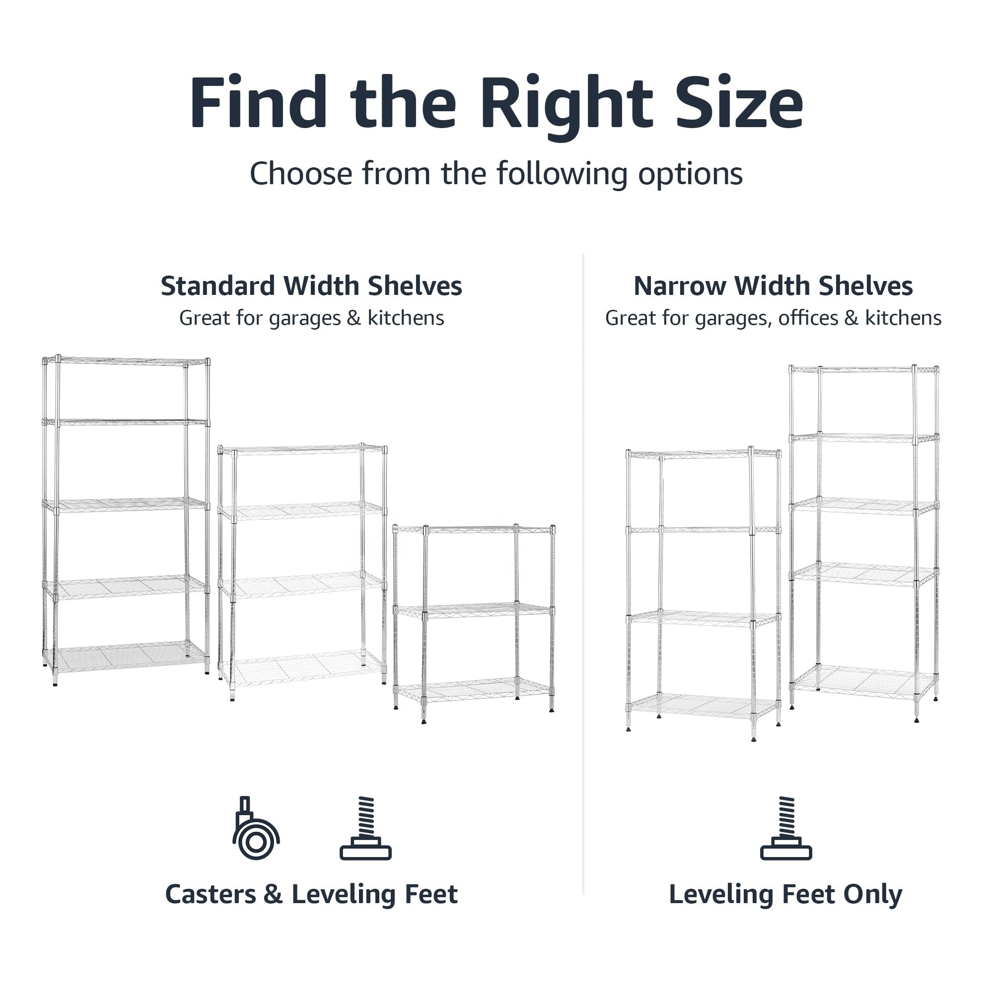 5 Tier Wire Shelving Unit Storage Shelves Metal Storage Rack for Pantry Closet Kitchen Laundry