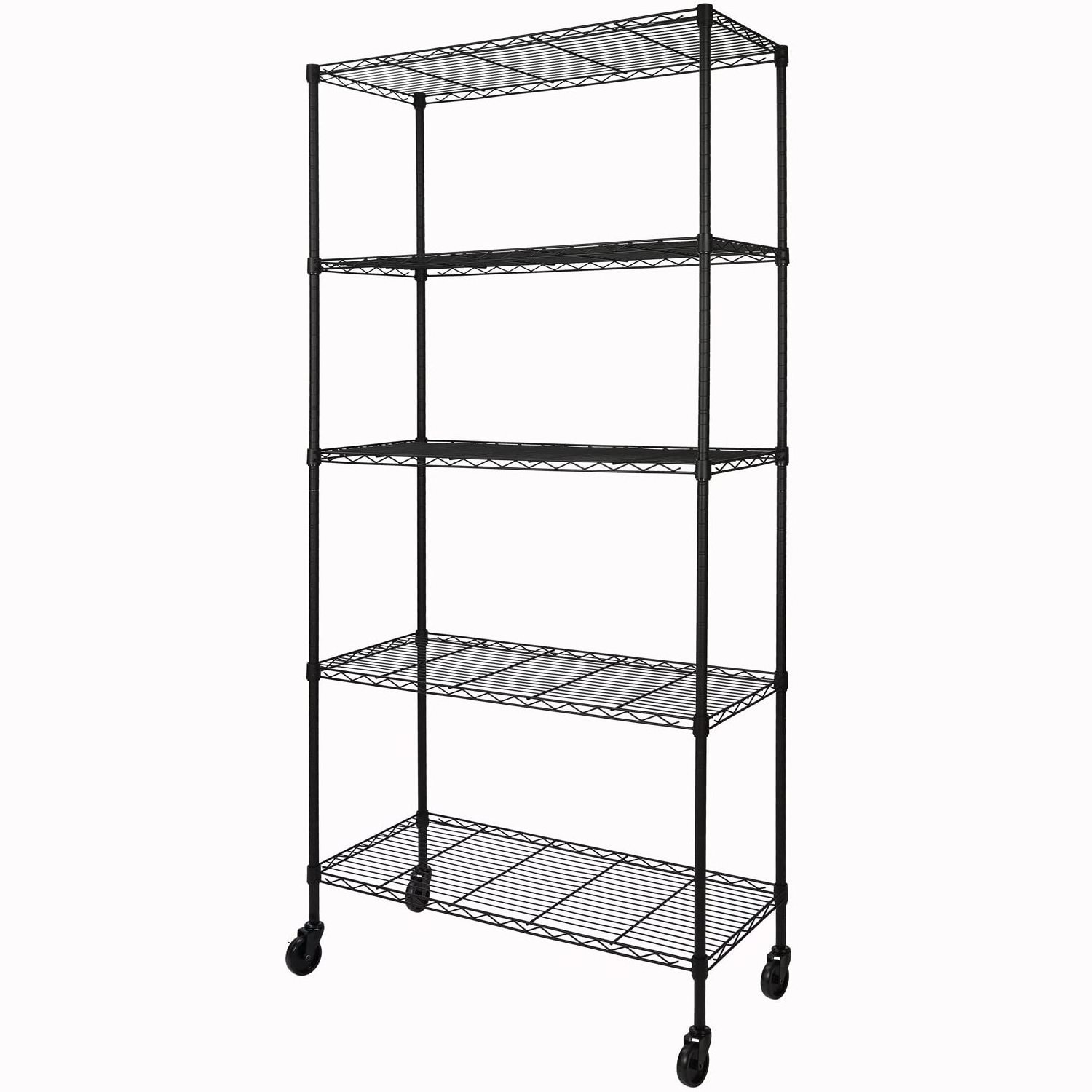 6-Shelf Adjustable Heavy Duty Storage Shelving Unit, Metal Organizer Wire Rack for Laundry Pantry Closet with Wheels