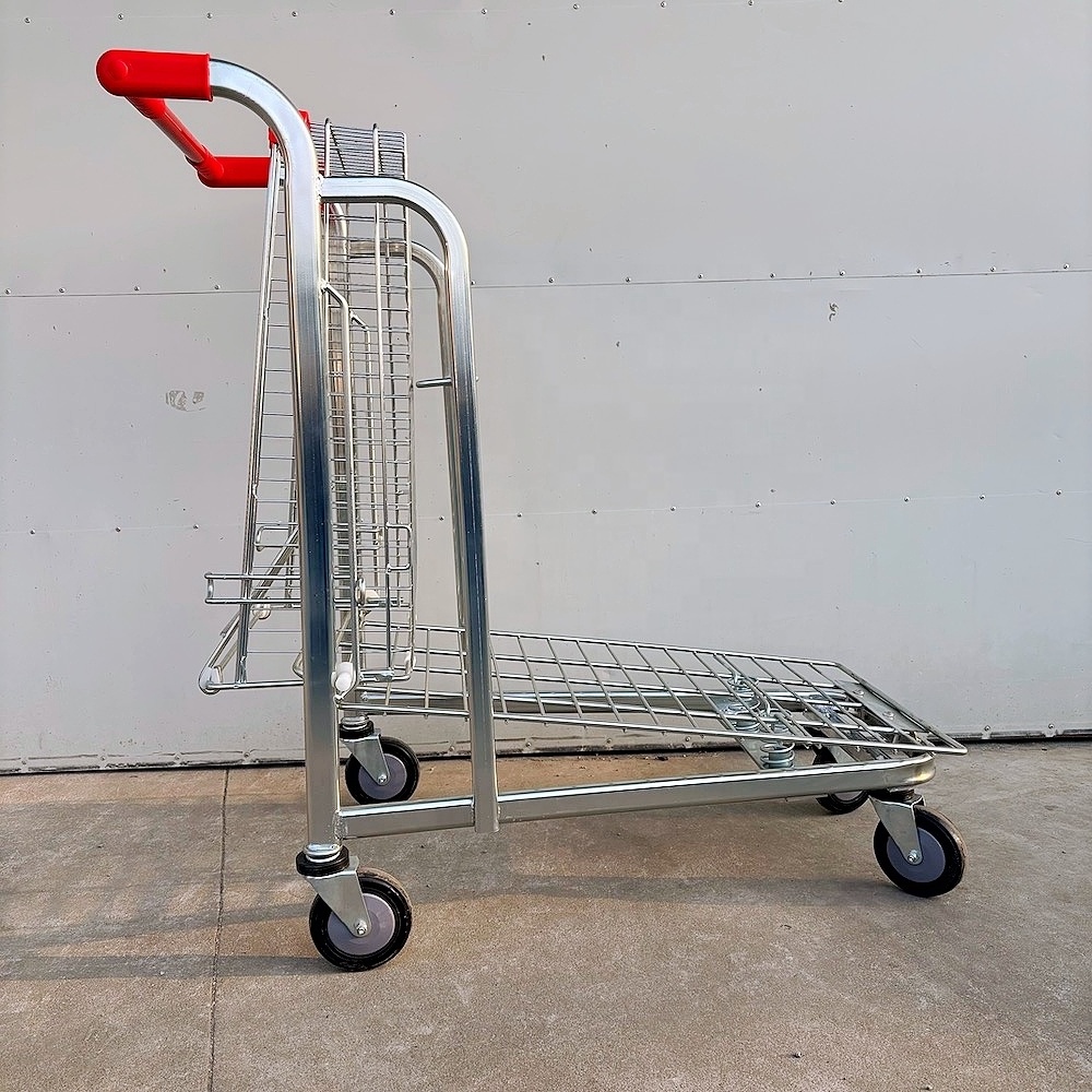 2 basket shopping trolley for elderly unfolding metal for plastic basket Whole plastic supermarket shopping trolley cart