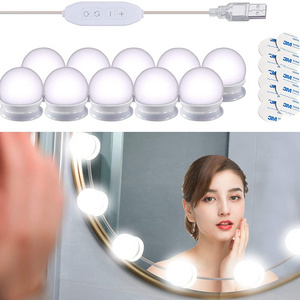 10 LED Bulbs Kit With Touch Dimmer 3 color Modes bathroom mirror light kit Lamps Hollywood style led makeup vanity mirror light