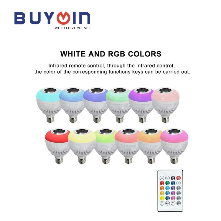 3W 5W 12W Wireless Wifi Smart LED Bulbs E27 led light bulb RGB Lamp Music Color Changing Speaker with IR Remote led bulb lights