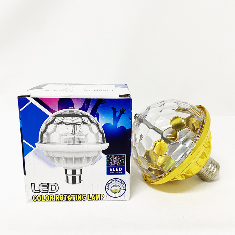 Christmas Projector Lights Bulb 6w Rotating Crystal Magic Ball Rgb Led Stage Light Bulb Mini Lamp For Disco Party Dj Party