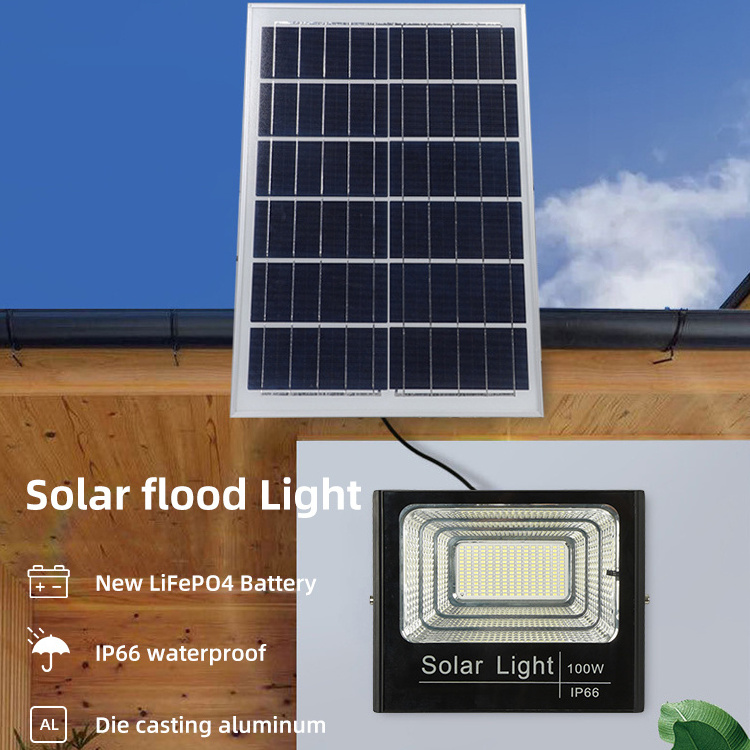 Portable outdoor solar light waterproof 60w 120w 200w IP67 Floodlight With Remote Control Reflector LED Solar Garden Flood Light