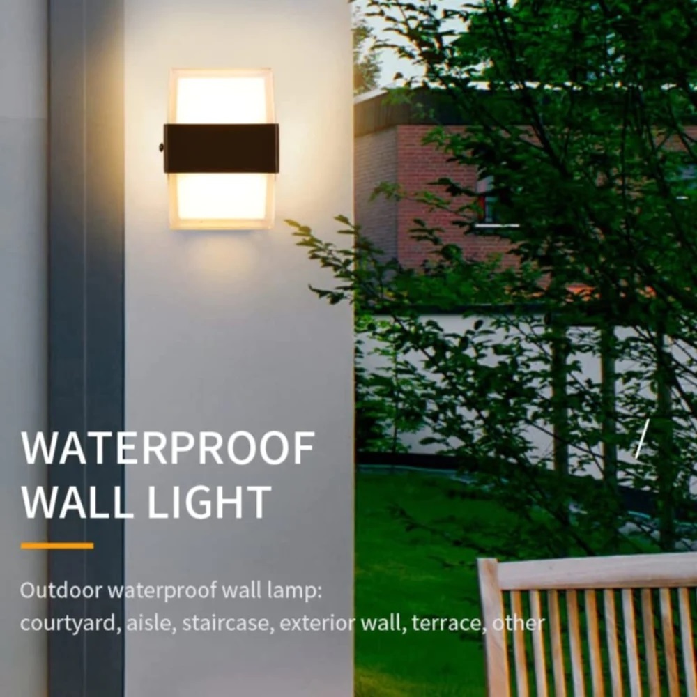 AC85-265V Modern wall sconce Waterproof square up down wall light fixtures for living room bedroom 10W indoor outdoor wall lamps