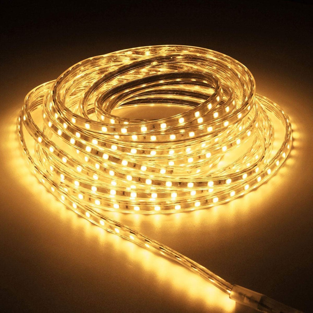 220V 110V LED Strip Diode Tape 5050 60Leds/Meter Flexible Led Tape Light Outdoor Waterproof Led Stripe Light kitchen Light EU/UK