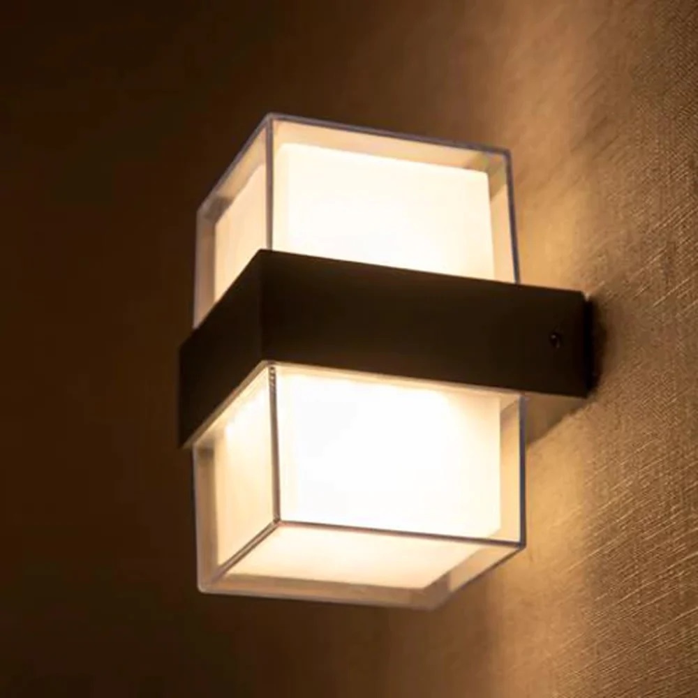 AC85-265V Modern wall sconce Waterproof square up down wall light fixtures for living room bedroom 10W indoor outdoor wall lamps