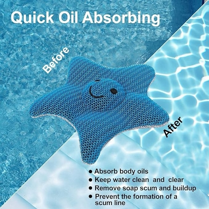 Hot Tub Scum Absorber Reusable Spa & Pool Cleaner, Essential Hot Tub Accessories for Scum, Hot Tub Oil Absorbing Sponge (Star)