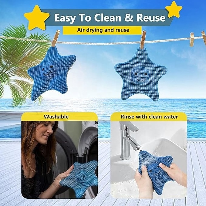 Hot Tub Scum Absorber Reusable Spa & Pool Cleaner, Essential Hot Tub Accessories for Scum, Hot Tub Oil Absorbing Sponge (Star)