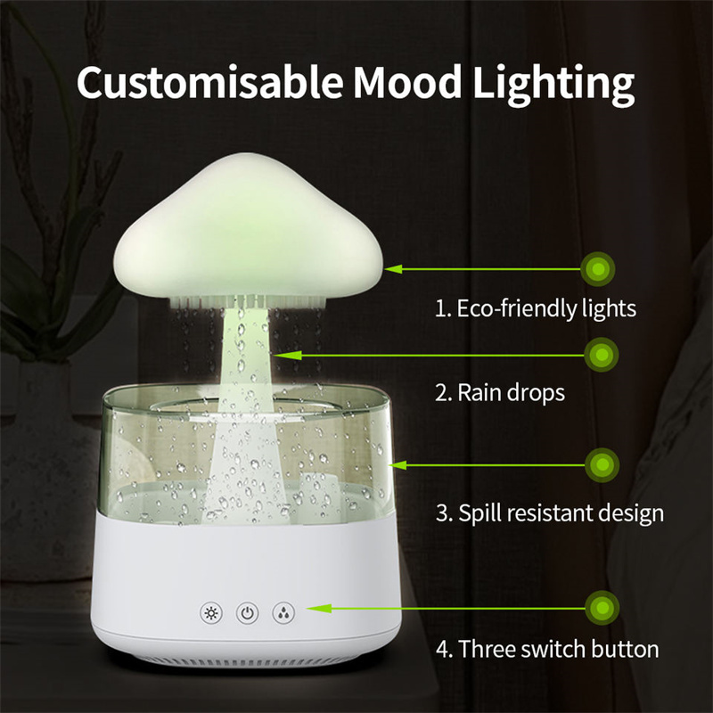 Raining Cloud Night Light Aromatherapy Essential Oil Diffuser Micro Humidifier Fountain Bedside Sleeping Relaxing Mood Wate